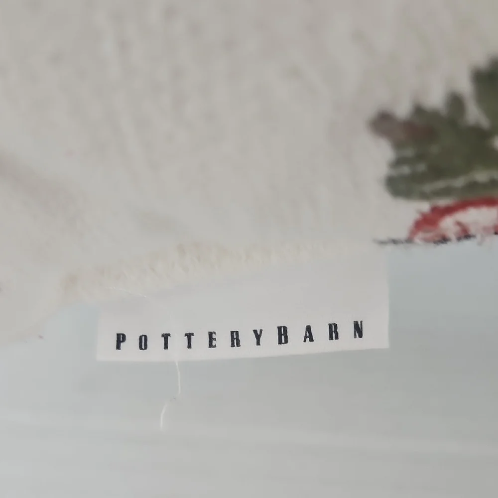 Pottery Barn Festive Red Mini Woody Car Green Trees Holiday Crewel Pillow